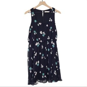LUSH Scoop Neck Floral Print Sheer Layer Dress L